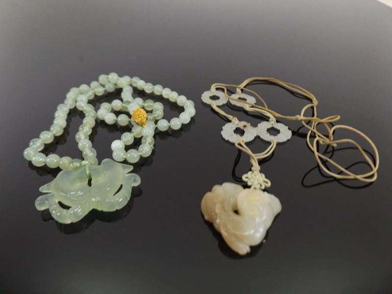 2 Antique Asian Jade Necklaces