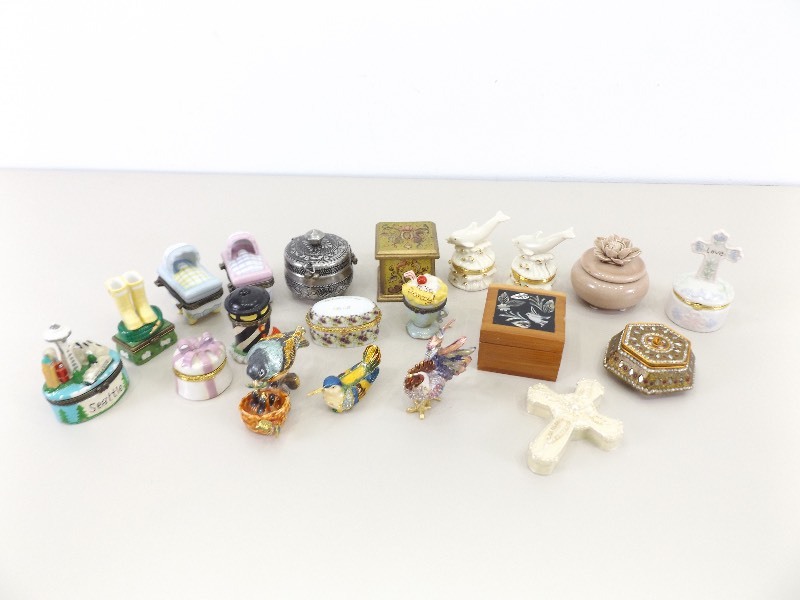 Lot of Vintage Enamel, Porcelain, etc. Trinket Boxes