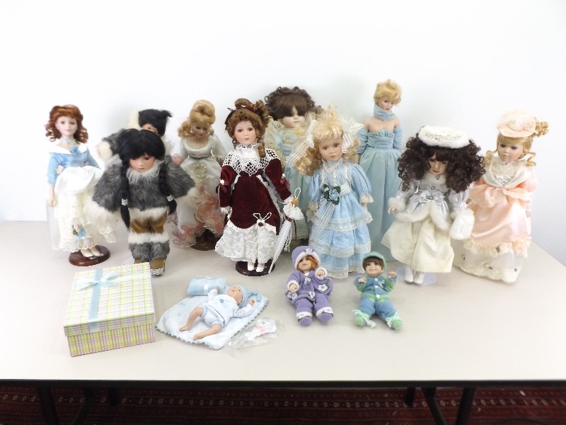 Lot of Porcelain, etc. Dolls Featuring Life-Like Baby Dolls