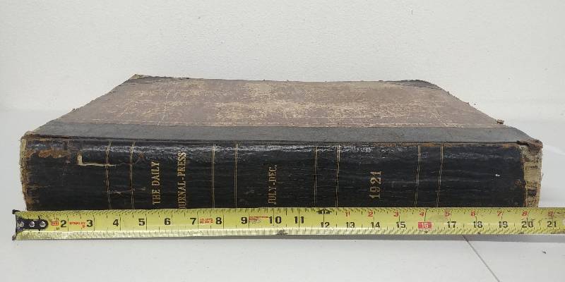lot 19 image: 1921 The Daily Press Leather Bound Master Copy Binding, July-Dec.