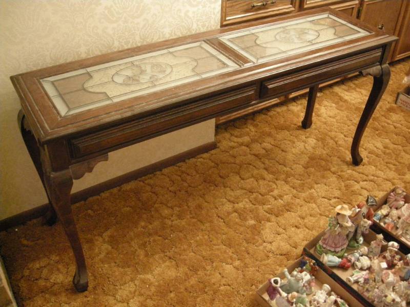 lot 43 image: Side Table with Glass Top Panels