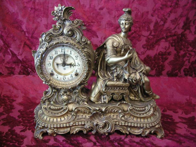 lot 60 image: Antique Ansonia Figural Shelf Clock