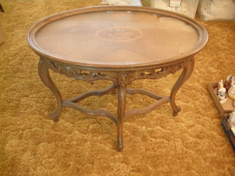 lot 71 image: Antique Carved Wood Tray-Top Table