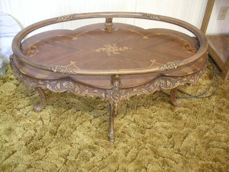 lot 101 image: Antique Ornately Carved - Inlay Table