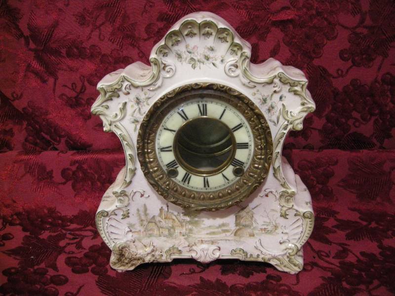 lot 154 image: Antique Ansonia Saranac Porcelain Clock Case