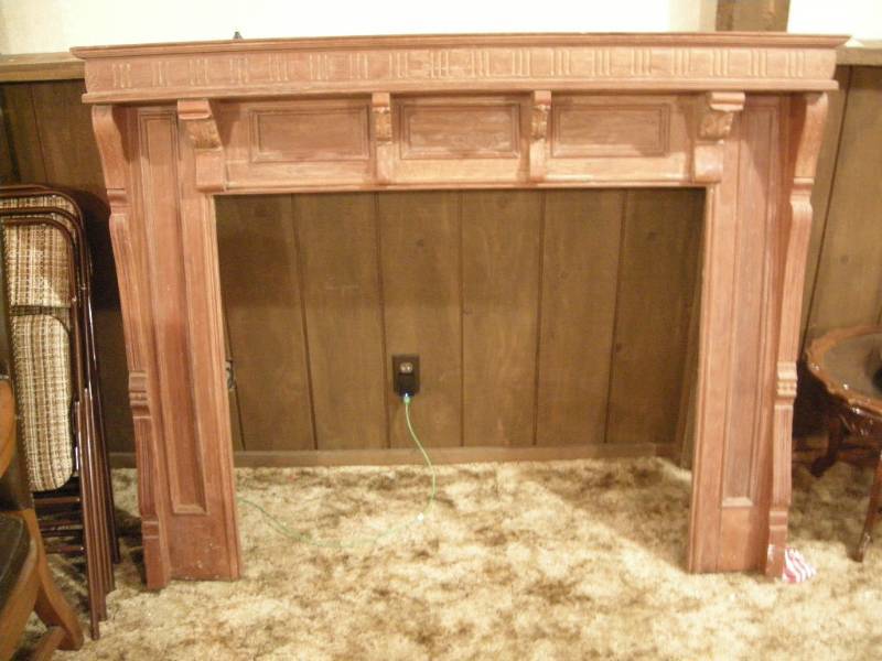 lot 166 image: Antique Wood Fireplace Mantle-Surround