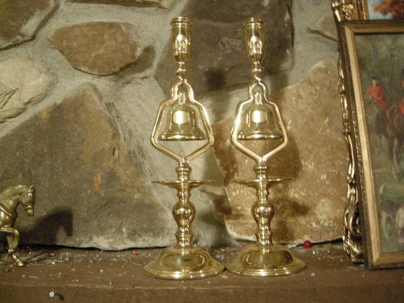 lot 181 image: Baldwin Brass Bell Candlesticks