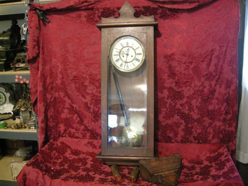 lot 208 image: Antique Wooden Wall Clock