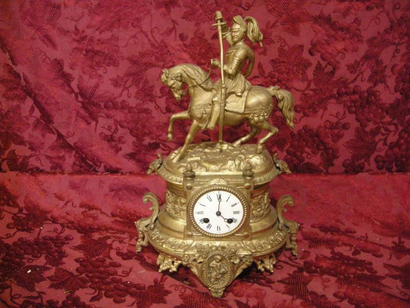 lot 225 image: Antique French Horse and Rider Figural Clock