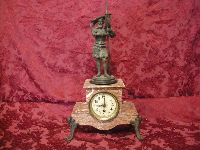 lot 260 image: Antique Marble Case Figural Shelf Clock