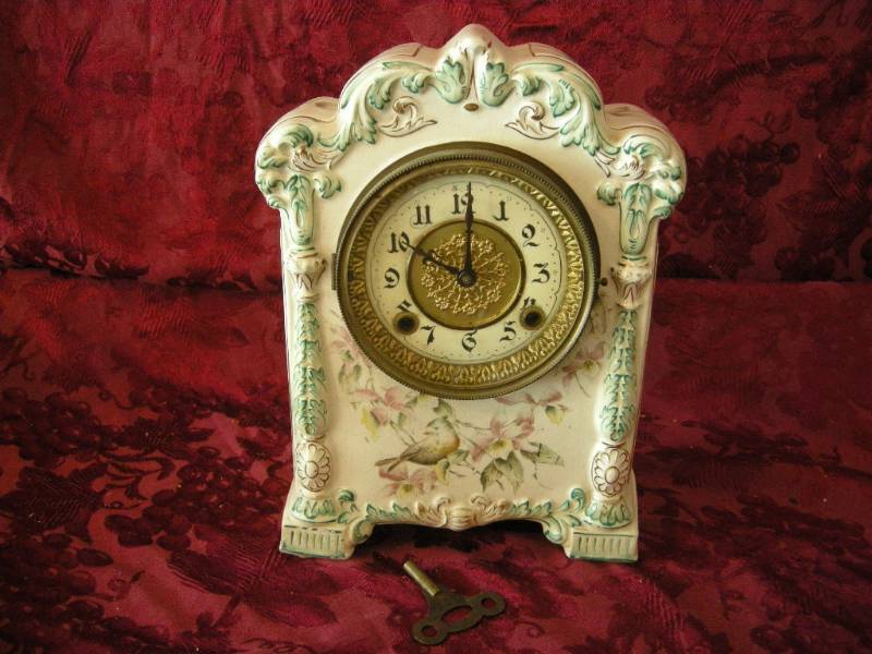 lot 276 image: Antique Porcelain Case Shelf Clock