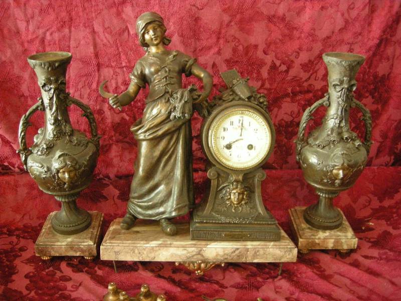 lot 280 image: Antique French Clock Garniture Set