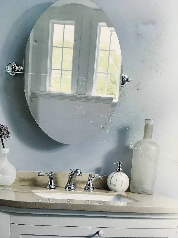 lot 8 image: Delta Silverton 26 in. L x 24 in. W Single Wall Mirror in  chrome not used