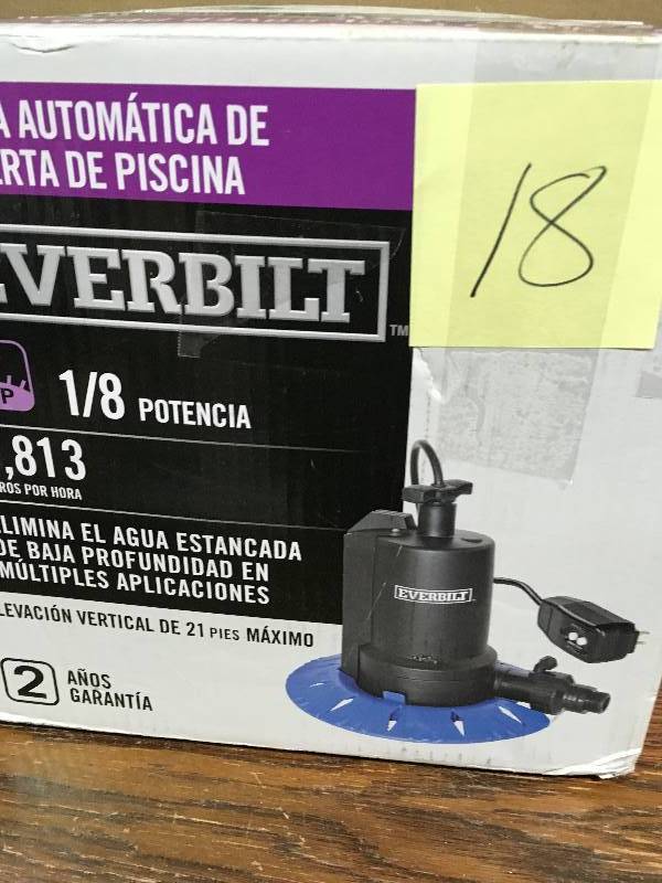 lot 18 image: Everbilt 18 HP Pool Cover Pump in good conditions