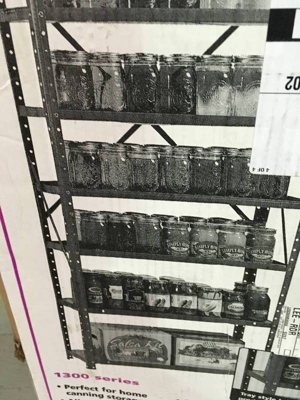 lot 21 image: Edsal 60 in. H x 30 in. W x 12 in. D Steel Canning Shelving Unit in Gray lot of 2 in good conditions
