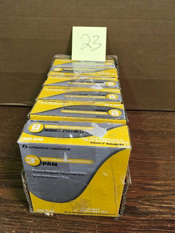 lot 23 image: LITHONIA LIGHTING 3 in. Recessed New Construction Pan Accessory  LOT OF 6 New