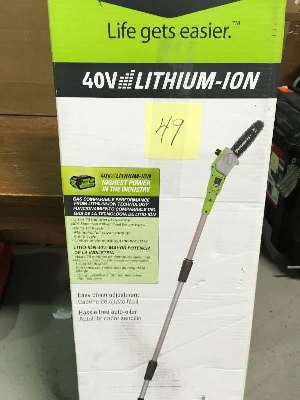 lot 49 image: G-MAX 8 in. 40-Volt Cordless Pole Saw - 2.0 Ah Battery and Charger Included in working conditions