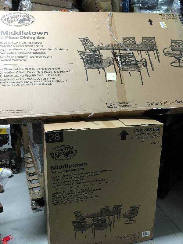 lot 59 image: Hampton Bay Middletown 7-Piece Patio Dining Set complete open box not used