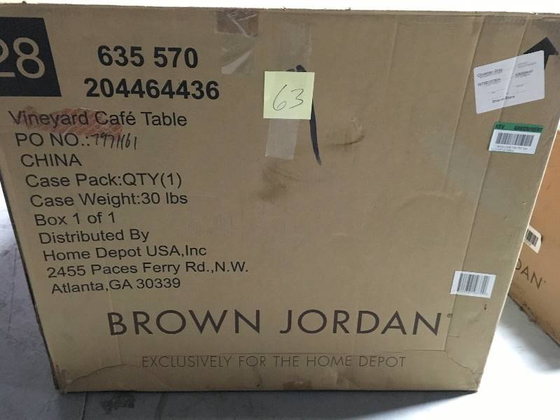 lot 63 image: Hampton Bay Brown Jordan Brown Jordan Vineyard Patio Cafe Table not used