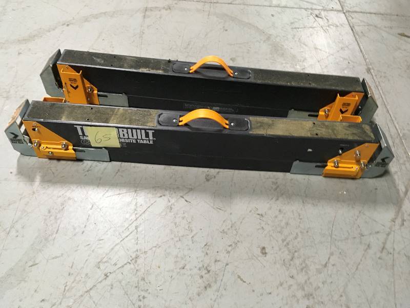 lot 65 image: TOUGHBUILT Adjustable Height (25-32 in.) and Width (39.9-45.9 in.) Steel Sawhorse and Jobsite Table  1300 lb. Capacity in good conditions