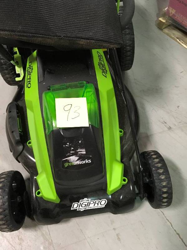 lot 93 image: Greenworks Digi-Pro GMAX 19 in. 40-Volt Brushless Cordless Battery Walk Behind Push Lawn Mower - BatteryCharger Not Included in good conditions
