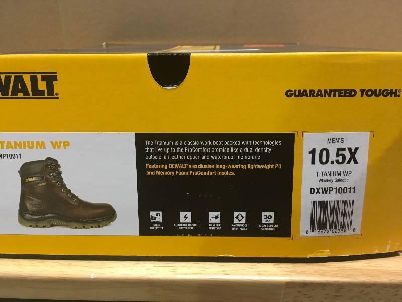 lot 6 image: DeWALT Footwear Titanium WP Steel Toe Work Boot (Mens) SIZE 10.5X not used