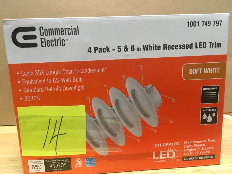 lot 14 image: Commercial Electric 5 in. and 6 in. White Integrated LED Recessed Trim (4-Pack)