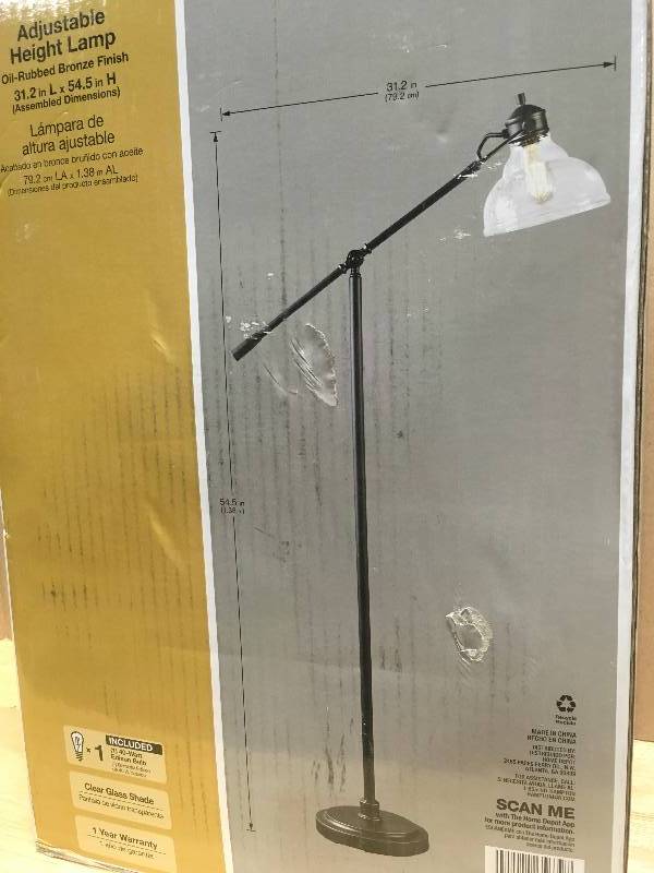 lot 39 image: Hampton Bay 54.5 in. Oil Rubbed Bronze Counter Balance Floor Lamp