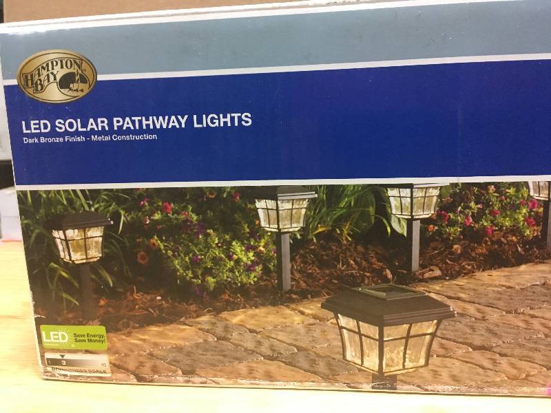 lot 41 image: Hampton Bay Solar Powered Dark Bronze Outdoor Integrated LED 3000K Warm White Landscape Path Light (6-Pack)