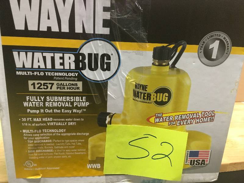 lot 52 image: WAGNER 0.16 HP WaterBUG Submersible Utility Pump with Multi-Flo Technology
