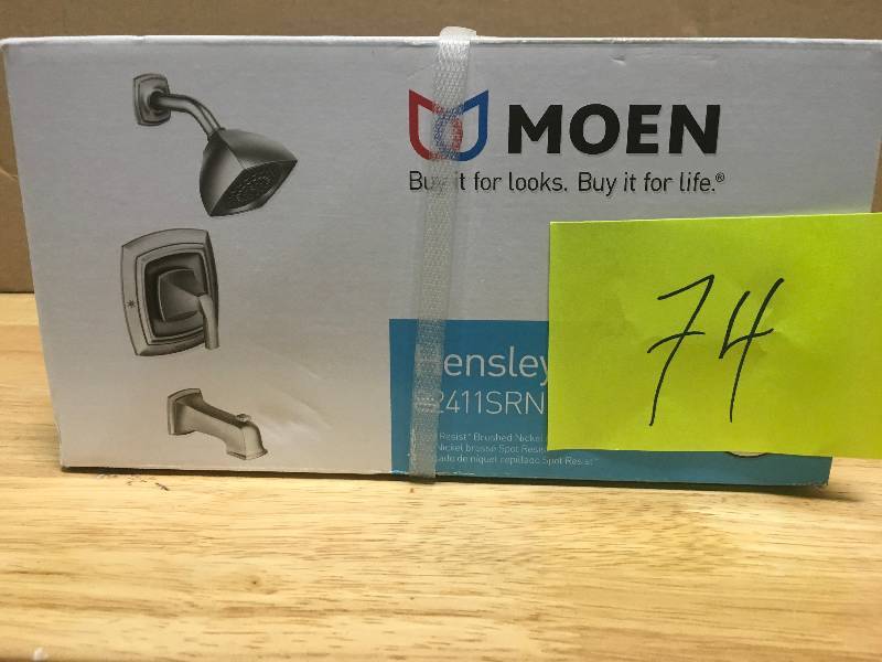 lot 74 image: Moen Hensley Single-Handle 1-Spray Tub and Shower Faucet with Valve in Spot Resist Brushed Nickel (Valve Included)