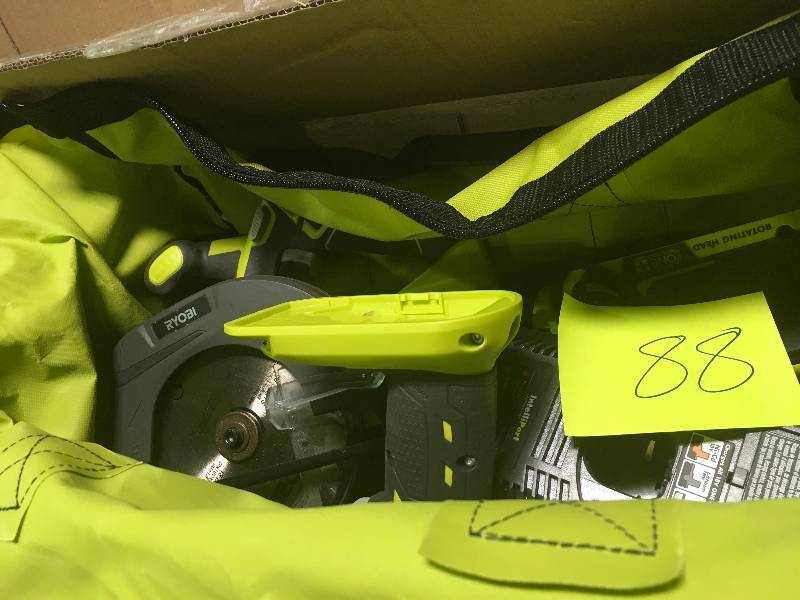 lot 88 image: Ryobi 18-Volt ONE Lithium-Ion Cordless Super Combo Kit (4-Piece) one battery only used working condition