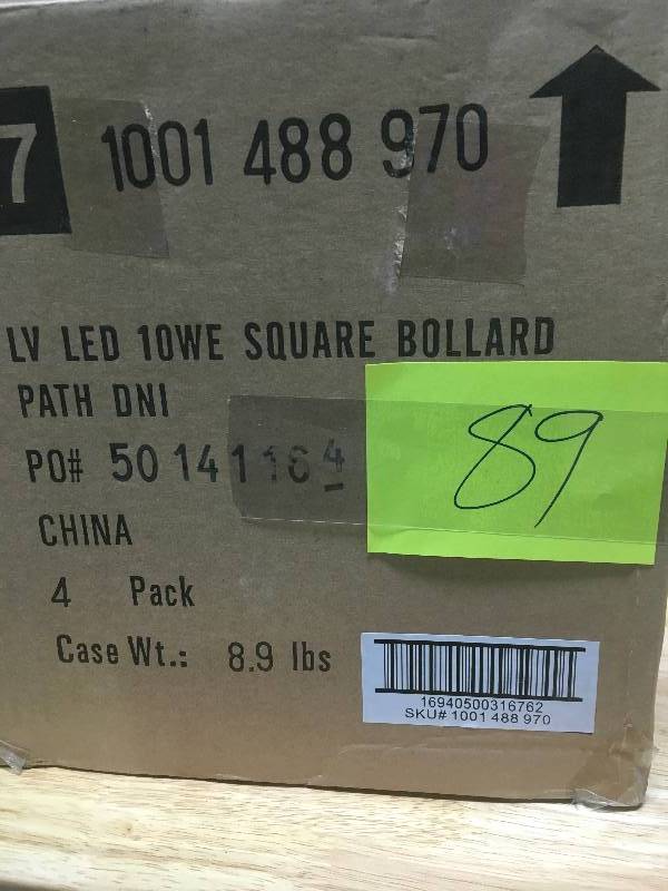 lot 89 image: Hampton Bay Low-Voltage 10-Watt Equivalent Black Outdoor Integrated LED Square Bollard Landscape Path Light with Frosted Glass 4 pack