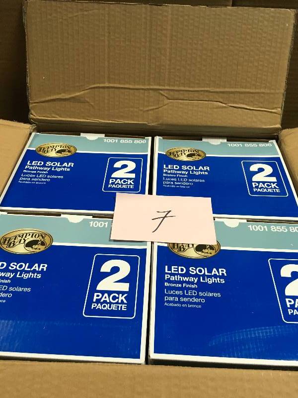 lot 7 image: Hampton Bay Solar Bronze Outdoor Integrated LED New Age Pagoda Landscape Path Light (4-Pack) new