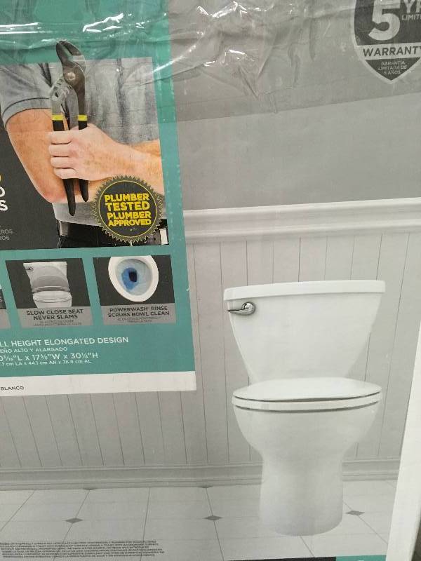lot 11 image: American Standard Cadet 3 FloWise Tall Height 2-piece 1.28 GPF High Efficiency Elongated Toilet in White with Slow Close Seat not used