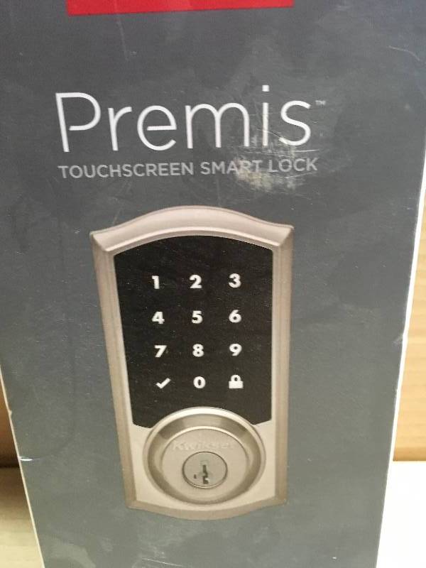 lot 17 image: Premis Touchscreen Smart Lock Satin Nickel Single Cylinder Electronic Deadbolt featuring SmartKey in good conditions