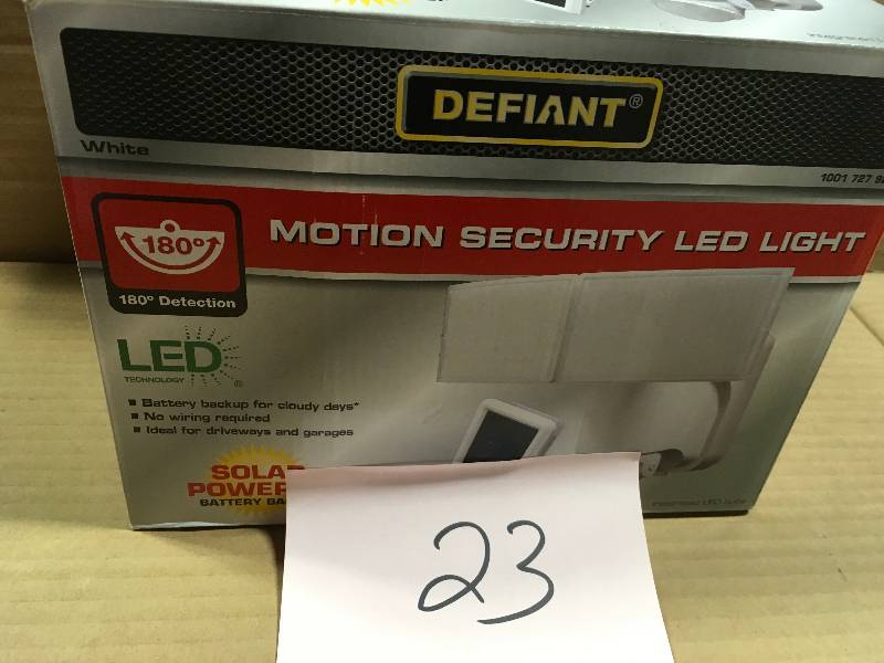 lot 23 image: Defiant 180° White Solar Powered Motion LED Security Light with Battery Backupin good conditions