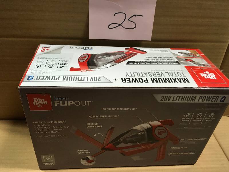 lot 25 image: Dirt Devil FlipOut 20-Volt Cordless Handheld Vacuum Cleaner in good conditions