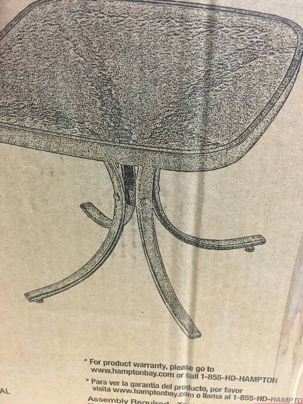 lot 35 image: Hampton Bay Mix and Match Square Metal Outdoor Side Table not used