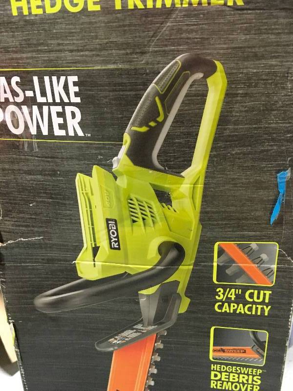 lot 36 image: RYOBI RY40601A 24in. 40-Volt Lith-ion Cordless Hedge Trimmer (Bare Tool)  Used in good working cond.