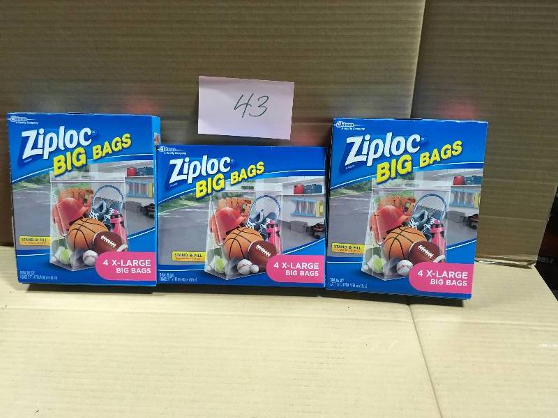 lot 43 image: Ziploc Big Bags, XL by Ziploc  Lot of 3