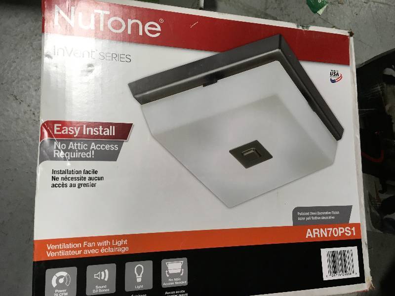 lot 45 image: NUTONE InVent Decorative Polished Steel 70 CFM Ceiling Exhaust Fan with White Globe and Light in good conditions