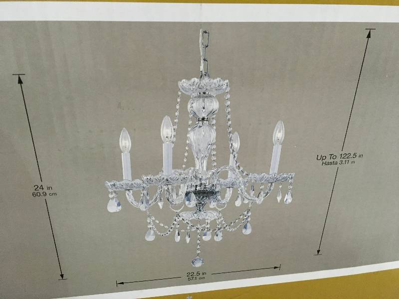 lot 50B image: Hampton Bay Lake Point 4-Light Chrome and Clear Crystal Chandelier New