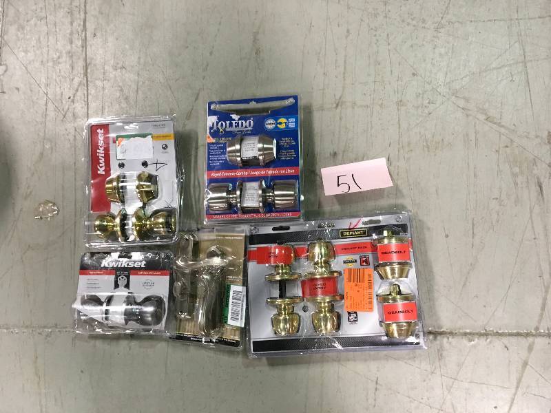 lot 51 image: Mix Lot of 5 Lock Kwikset, Toledo and Defiance