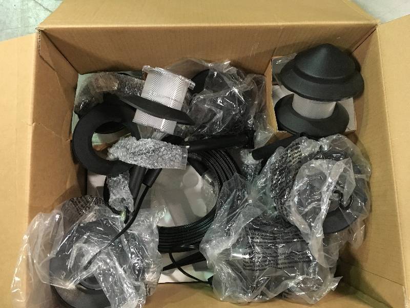 lot 62 image: Hampton Bay Low-Voltage Black Outdoor Halogen Landscape Path Light and Flood Light Kit with Transformer missing some light used