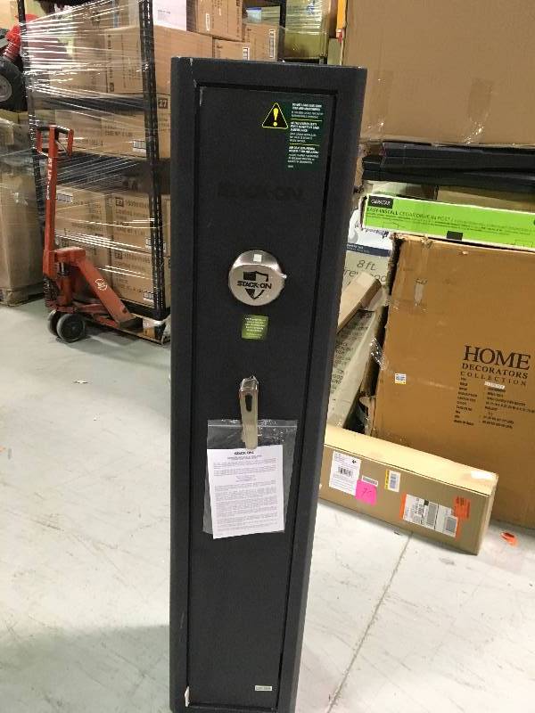 lot 70 image: Stack-On Home Defense Stand-Up Safe with Biometric Lock - Black Granite in good conditions