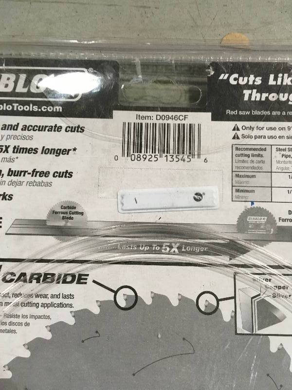 lot 73 image: DIABLO 9 in. x 46-Tooth Steel Demon Cermet II Carbide Blade for Ferrous Metals and Stainless Steel