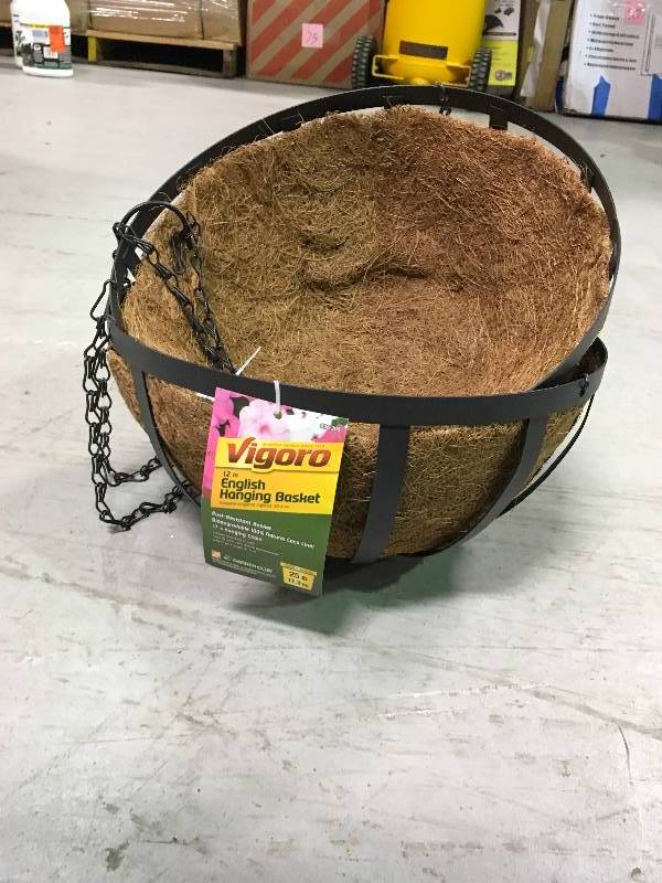 lot 82 image: Vigoro 12 in. Metal English Hanging Basket in good conditions