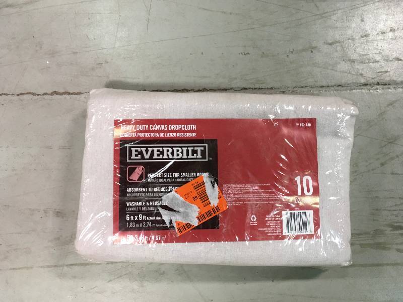 lot 90 image: EVERBILT 5 ft. 9 in. x 8 ft. 9 in. 10 oz. Canvas Drop Cloth New