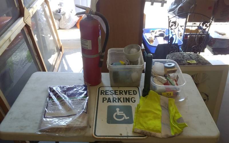 lot 31 image: Handicap Parking Sign, Fire Extinguisher, Safety Vest, Flashlight, Misc